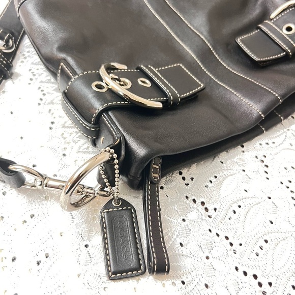 Vintage COACH Soho Slim Shoulder Bag Blk soft Leather #1452 like new - Picture 7 of 9